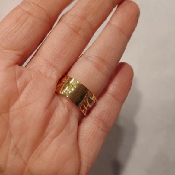 Anthro Silver Gold Silver Enamel Ornament Boho Wid - Picture 7 of 15